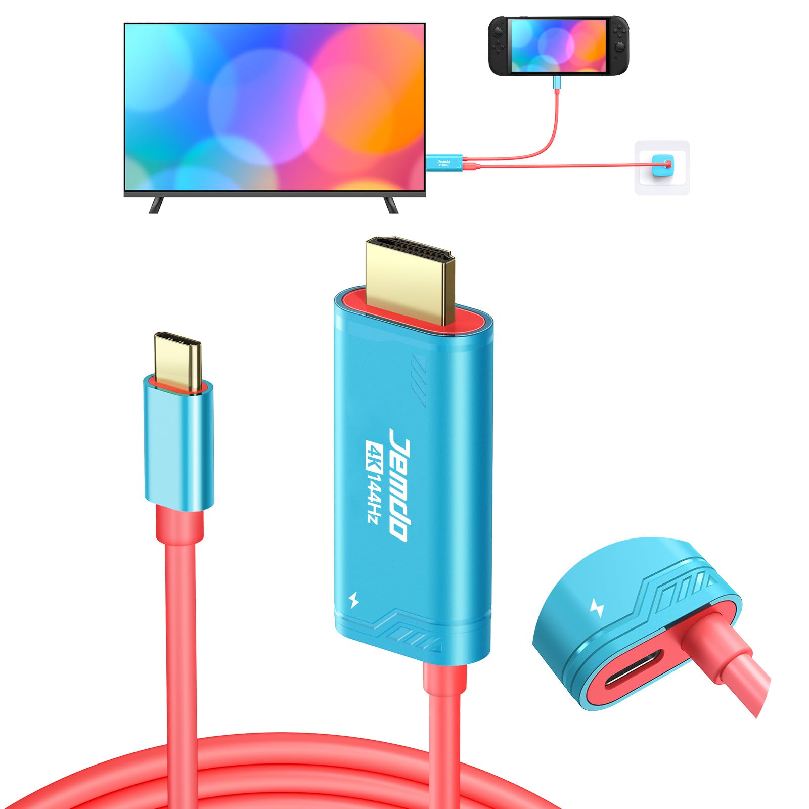 Amazon.com: JEMDO Switch 2 Dock HDMI Cable,4K@144Hz 48Gbps,USB C